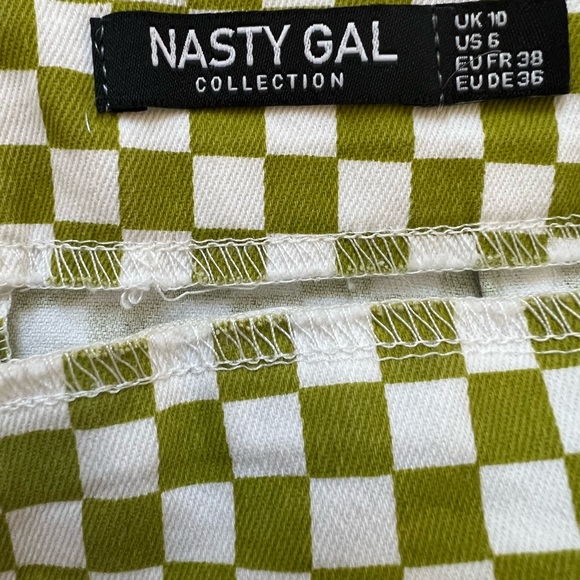 Nasty Gal green checkered skirt with leg split - Picture 1 of 2